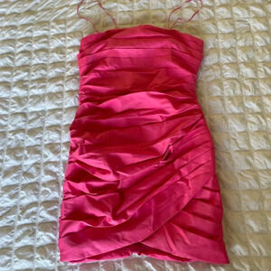 Do + Be hot pink pleated strapless mini dress